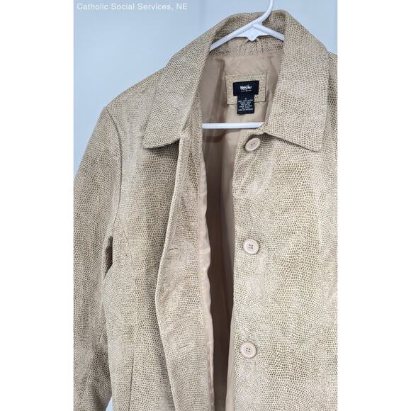 Mossimo Tan Women's Genuine Leather Animal Print Jacket Long‎ Sleeve Size Medium - Picture 8 of 8